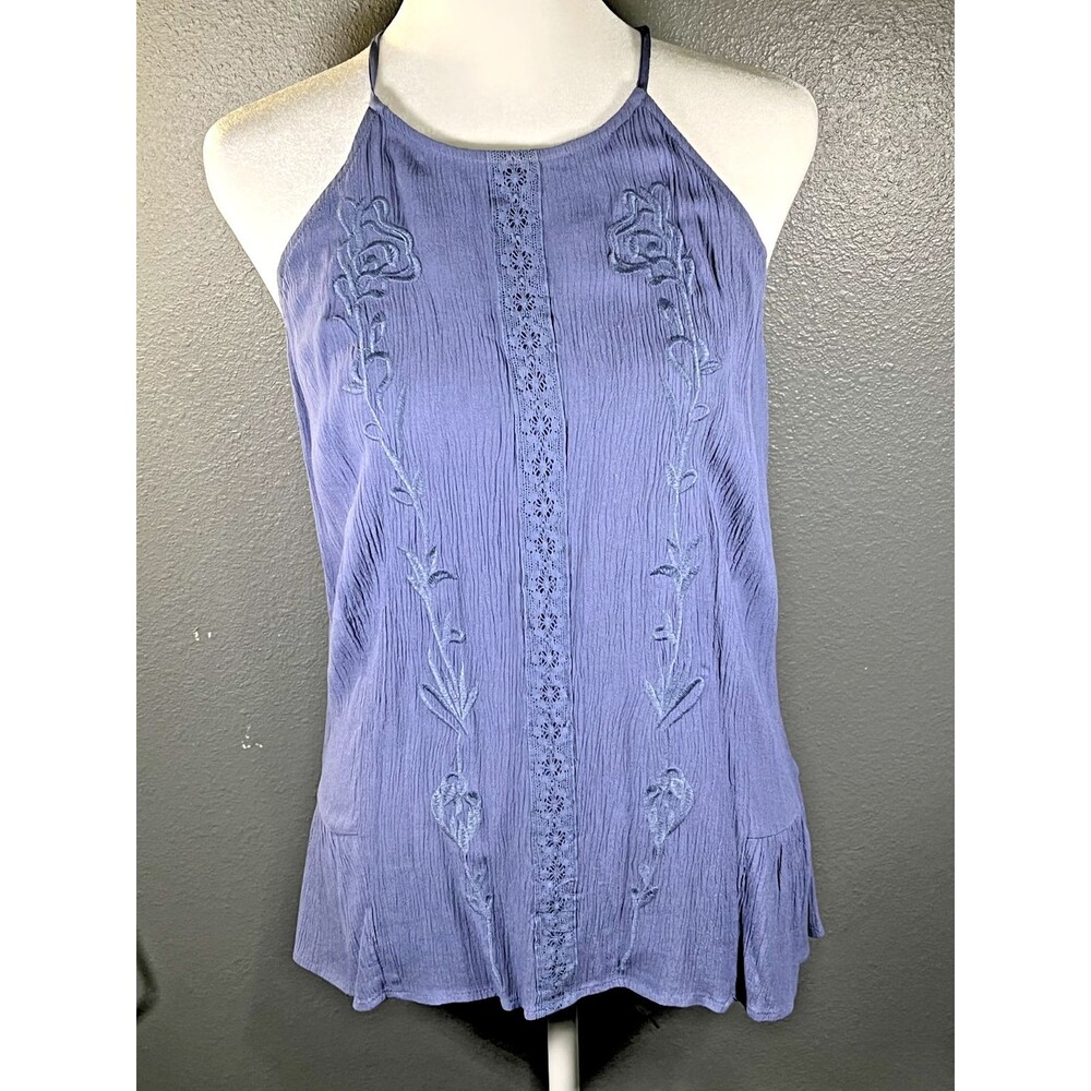 New York And Company Womens S Soho Halter Top with Tie Closure Ruffles Lavender